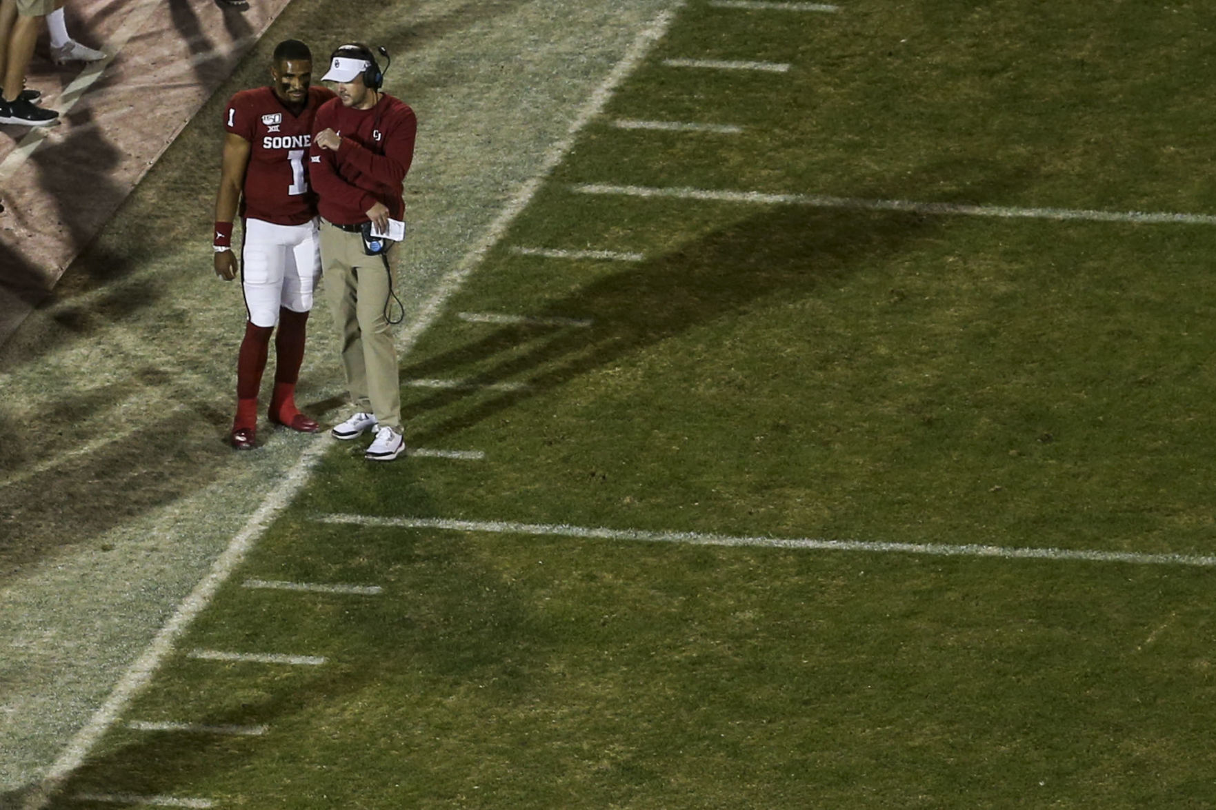 Jalen Hurts and Lincoln Riley
